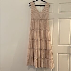 English Factory Gingham Maxi Dress with Shoulder Ties
